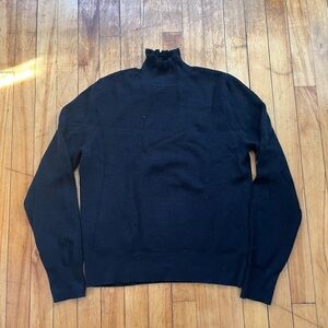 J. Crew Merino Wool Blend Black Ruffle Turtleneck Sweater Women’s Large